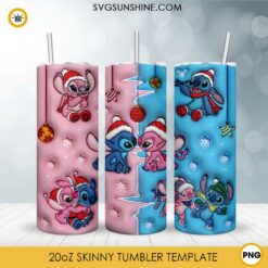 Stitch And Angel Merry Christmas 3D 20oz Tumbler Wrap PNG File