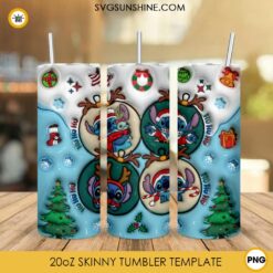 3D Stitch Christmas Ornaments 20oz Tumbler Wrap PNG File
