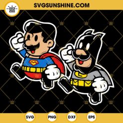 Super Man And Bat Man SVG, Super Mario Bros SVG PNG DXF EPS
