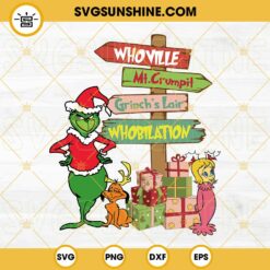 Grinch Whoville Sign Svg, Retro Christmas Svg, The Grinch Svg, Cindy Lou Who And Max Dog Svg