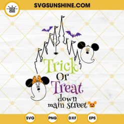 Trick or Treat Down Main Street SVG, Mickey And Minnie Ghost Spooky SVG PNG DXF EPS Cut Files