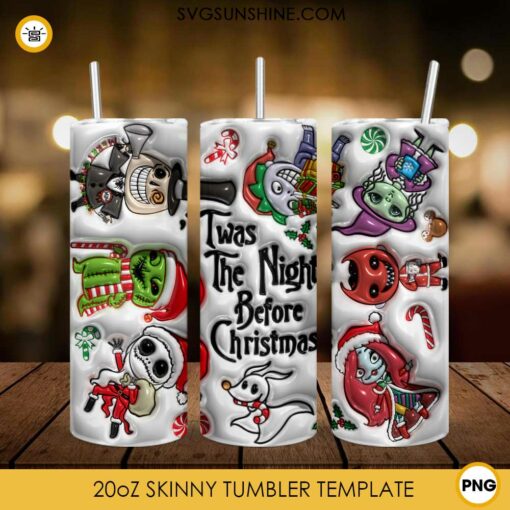 Twas The Night Before Christmas 3D 20oz Tumbler Wrap PNG File