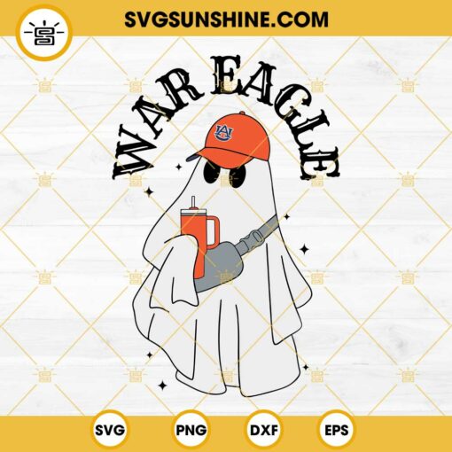 War Eagle Boojee Ghost SVG, Auburn Tigers Ghost Drinking Stanley Tumbler SVG PNG DXF EPS Files