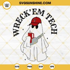 Wreck’Em Tech Boojee Ghost SVG, Texas Tech Red Raiders Ghost Drinking Stanley Tumbler SVG PNG DXF EPS Files