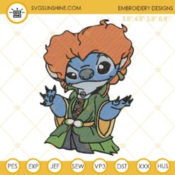 Stitch Winifred Sanderson Embroidery Files, Hocus Pocus Embroidery Designs