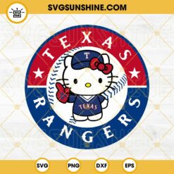 Hello Kitty Texas Rangers SVG File, Hello Kitty Baseball SVG, Texas Rangers SVG