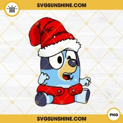 Bluey And Bingo Merry Christmas SVG, Bluey With Santa Hat SVG PNG EPS DXF File