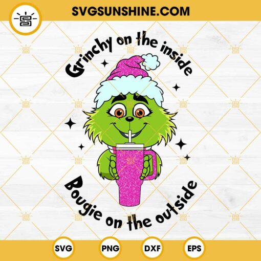 Baby Grinch Glitter Tumbler SVG, Baby Grinchmas SVG, Grinchy On The Inside Bougie On The Outside SVG