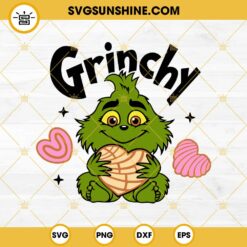 Baby Grinchy Hug Conchas Cake SVG, Baby Grinch Christmas SVG EPS PNG DXF