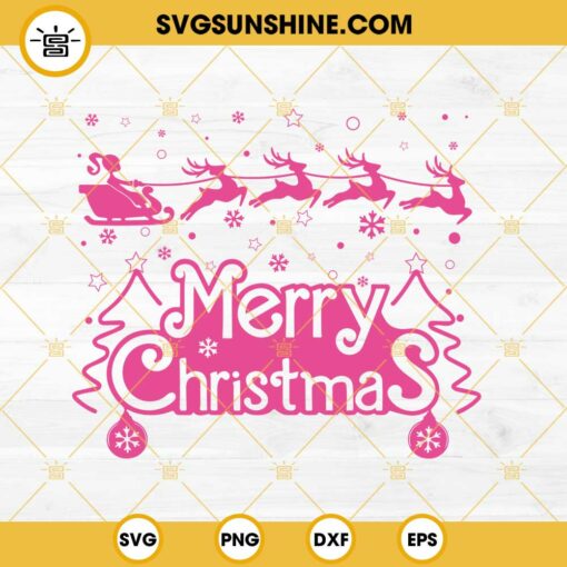 Barbie On Sleigh SVG, Barbie Merry Christmas SVG PNG DXF EPS Cut Files