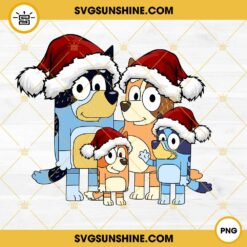 Bluey Family Santa Hat Christmas PNG Design Files