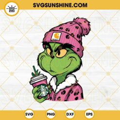 Pink Carhartt Grinch Starbucks Cup SVG, Pink Bougie Grinch SVG, Pink Grinch SVG PNG Files