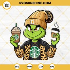 Carhartt Grinch Starbucks Coffee SVG, Bougie Grinch Leopard SVG, Grinch Starbucks Cup SVG PNG