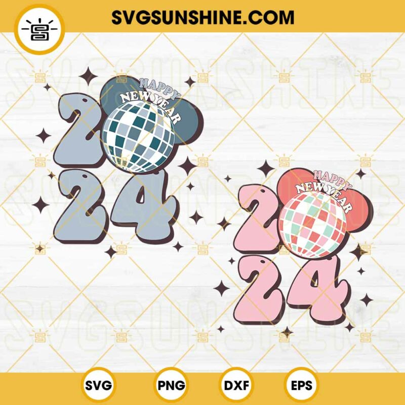 Bundle Happy New Year 2024 SVG, Disco Ball New Year SVG, Disney Happy ...