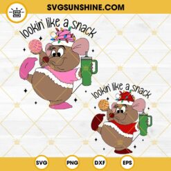 Christmas Lookin Like A Snack Gus Gus SVG, Cute Gus Gus SVG, Cinderella Mouse Christmas SVG PNG 3 Designs