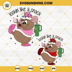 Gus Gus Lookin Like A Snack SVG, Gus Gus Holding Cheese And Christmas Light SVG, Disney Cinderella Mouse Christmas SVG