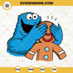 Cookie Monster Gingerman Christmas SVG, Sesame Street Christmas SVG PNG DXF EPS