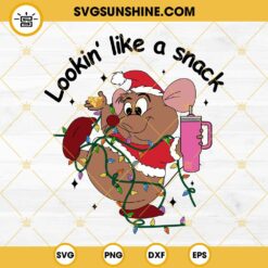Gus Gus Lookin Like A Snack SVG, Gus Gus Holding Cheese And Christmas Light SVG, Disney Cinderella Mouse Christmas SVG