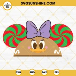 Daisy Duck Gingerbread Hat Ears SVG, Disney Christmas SVG PNG DXF EPS
