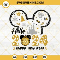 Disney Mickey Hello 2024 SVG, Happy New Year 2024 SVG, Merry Christmas SVG