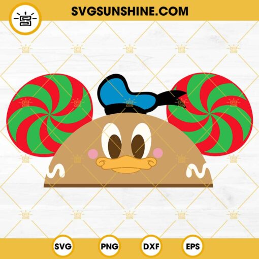 Donald Duck Gingerbread Hat Ears SVG, Disney Christmas SVG PNG DXF EPS