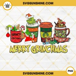 Grinch Christmas Coffee Cup PNG, Merry Grinchmas PNG File Designs