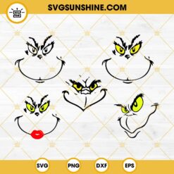 Grinch Face SVG Bundle, Mr And Mrs Grinch Face Christmas SVG PNG EPS DXF