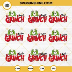 Family Grinch SVG Bundle, Grinch Heart Hand SVG, Grinch Family Christmas SVG PNG Files