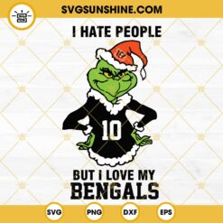 Grinch Cincinnati Bengals SVG, I Hate People But I Love My Bengals SVG, Cincinnati Bengals Christmas SVG