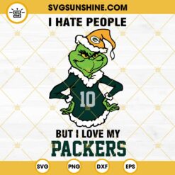 Grinch Green Bay Packers Christmas SVG, I Hate People But I Love My Packers Football SVG PNG DXF EPS Cut Files