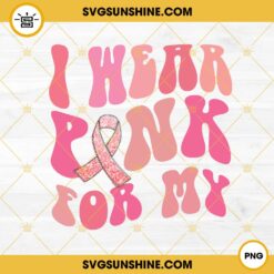 I Wear Pink For My PNG, Pink Glitter Ribbon PNG Download Files