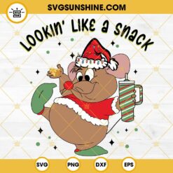 Lookin' Like A Snack Gus Christmas SVG, Christmas Cinderella Mouse With Tumbler SVG PNG Files