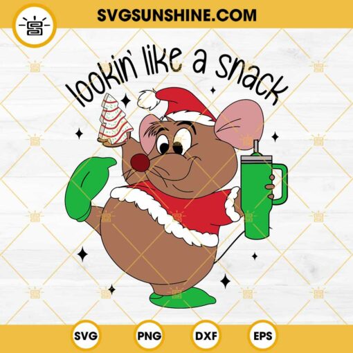 Gus Gus Lookin Like A Snack SVG, Gus Gus Mouse Christmas Tree Cake SVG, Disney Christmas SVG