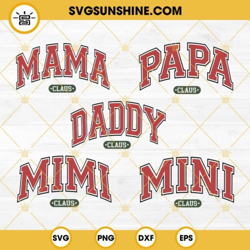 Mama Claus SVG, Papa Claus SVG, Mimi Claus SVG, Family Claus Bundle SVG PNG EPS DXF Files