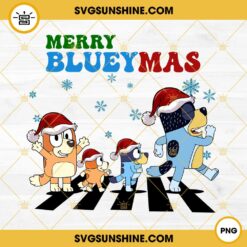 Merry Blueymas Abbey Road PNG, Bluey Family Christmas PNG File
