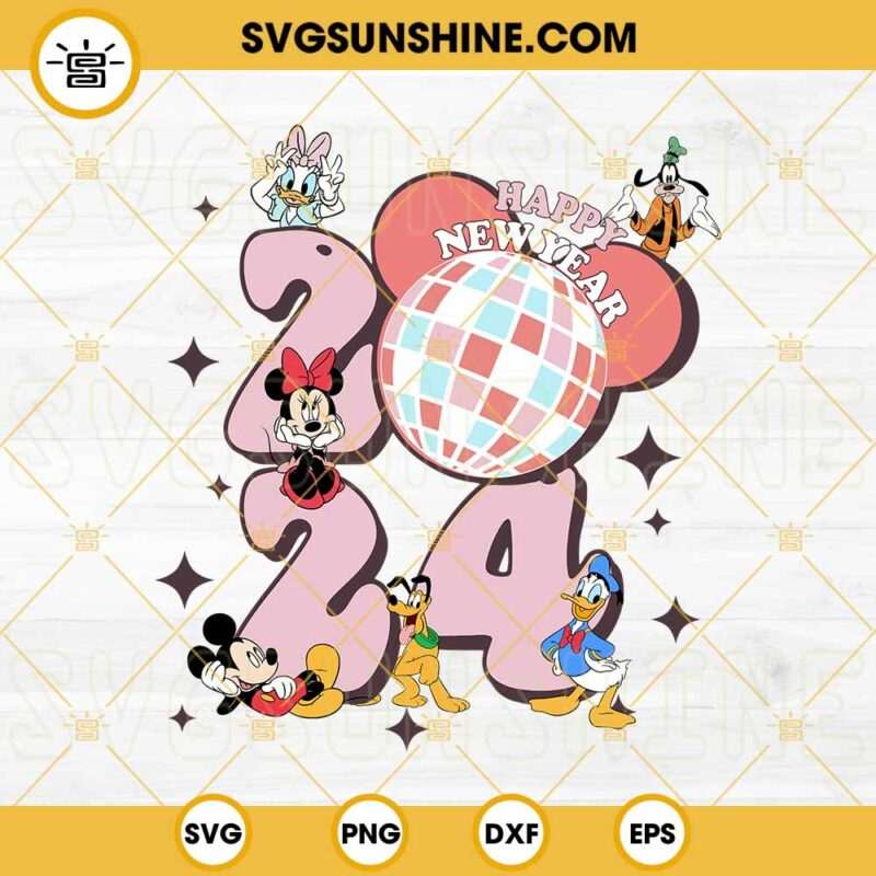 Disney Happy New Year 2024 SVG Mickey And Friends Disco Ball 2024 SVG   Mickey And Friends Disco Ball Happy New Year 2024 Pink SVG Disney 2024 SVG PNG EPS DXF 1 800x800 