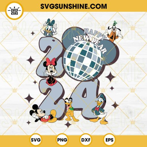 Mickey And Friends Happy New Year 2024 SVG, Disney New Year 2024 SVG PNG EPS DXF