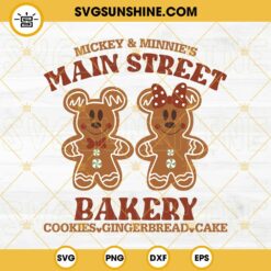 Mickey Minnie Gingerbread Man SVG, Mickey Minnie Main Street Bakery Christmas SVG PNG Files