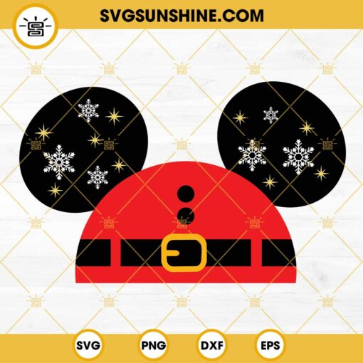 Mickey Santa Hat Ears SVG, Disney Christmas SVG PNG DXF EPS