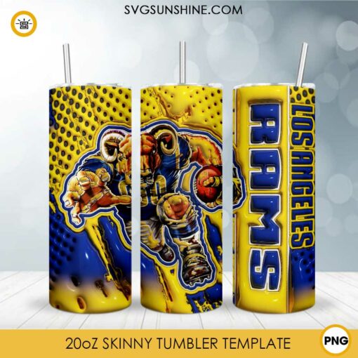 3D Mascot Los Angeles Rams Football 20oz Tumbler Wrap PNG File