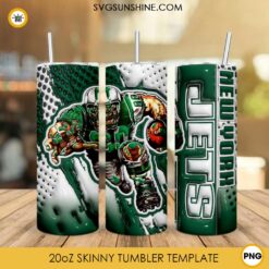 3D Mascot New York Jets Football 20oz Tumbler Wrap PNG File