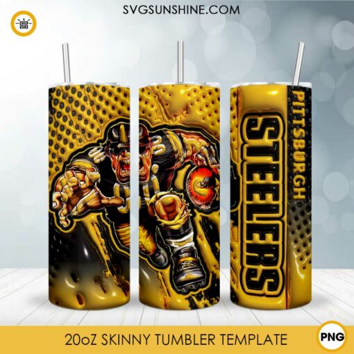 3D Mascot Pittsburgh Steelers Football 20oz Tumbler Wrap PNG File