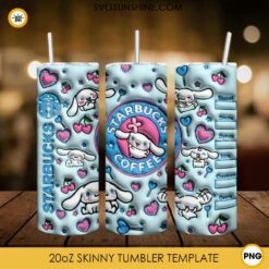 3D Cinnamoroll Starbucks Coffee 20oz Tumbler Wrap PNG File