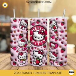 3D Hello Kitty Strawberry Starbucks Coffee 20oz Tumbler Wrap PNG File