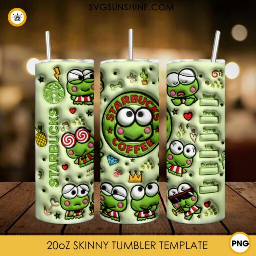 3D Keroppi Starbucks Coffee 20oz Tumbler Wrap PNG File