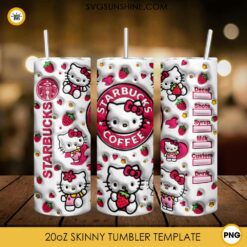 3D Pink Hello Kitty Strawberry 20oz Tumbler Wrap PNG File