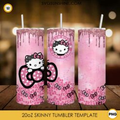 Bow Hello Kitty Glitter 20oz Tumbler Wrap PNG File
