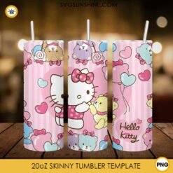 Hello Kitty And Teddy Bear 20oz Tumbler Wrap PNG File
