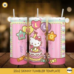 Hello Kitty Birthday Cake 20oz Tumbler Wrap PNG File