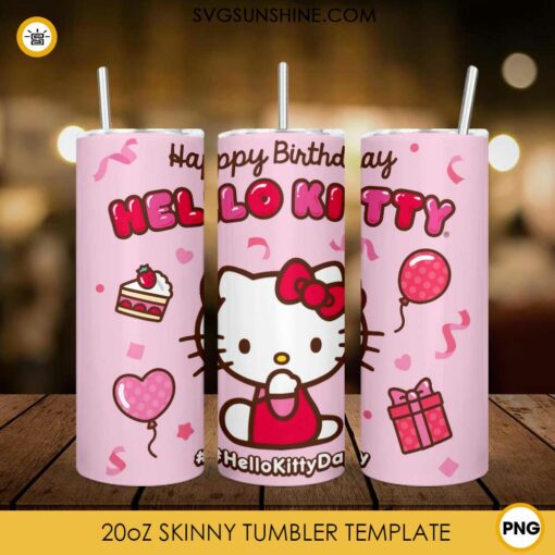 Hello Kitty Day Happy Birthday 20oz Tumbler Wrap PNG File